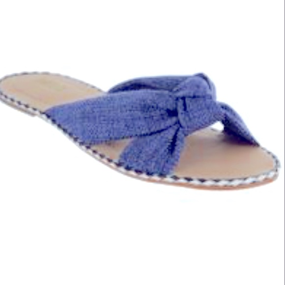 MIA Shoes - MIA Riley Knotted Denim Slip On Slide Sandals, Brand New